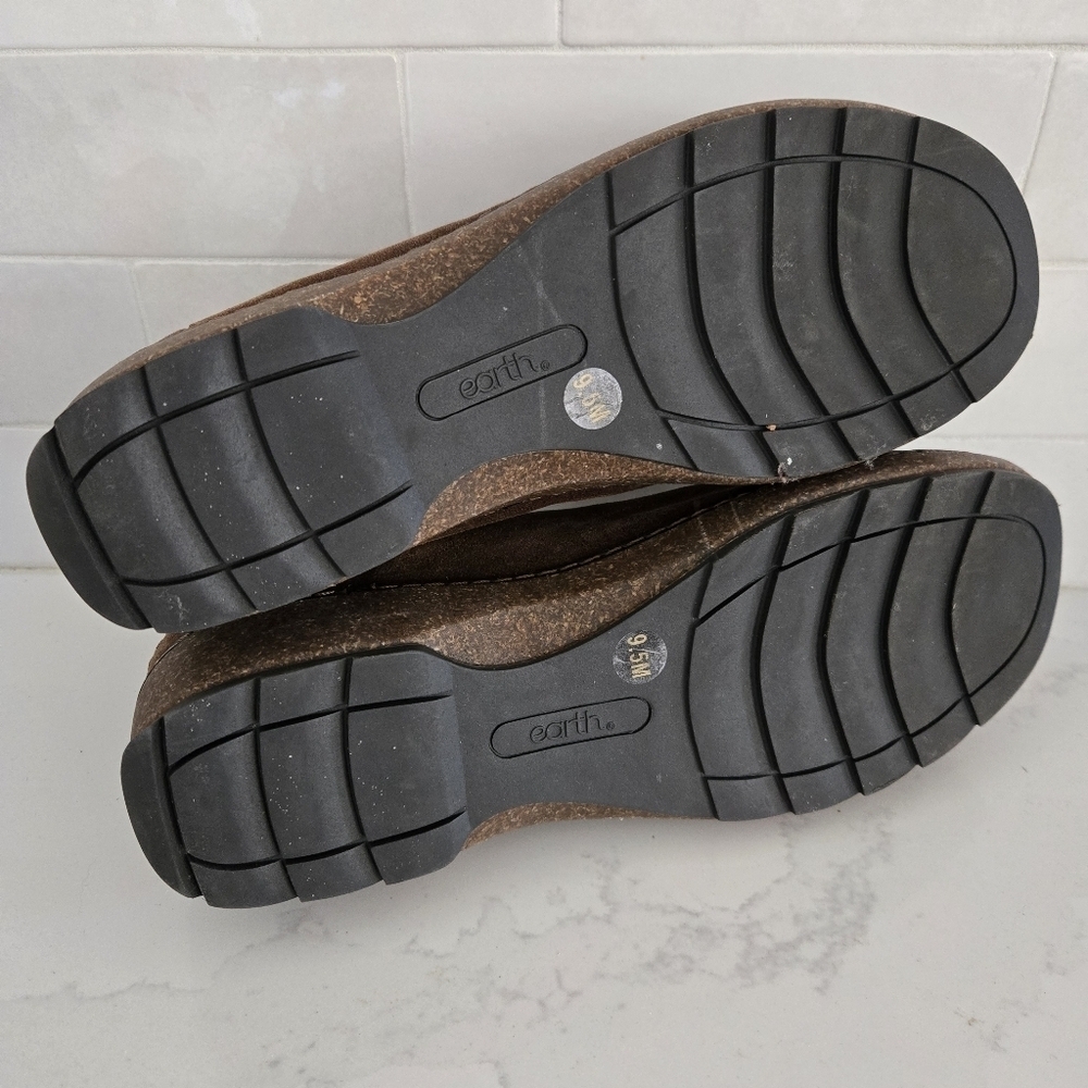 NEW Earth Kolia Round Toe Slip-on Casual Clogs Dark Brown Suede Leather Cork 9.5 - Picture 7 of 9